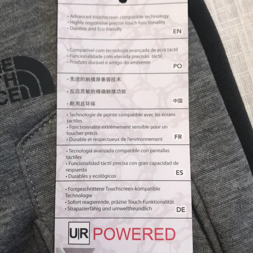 Brand New The North Face U|R Powered Gray Gloves - Picture 5 of 10